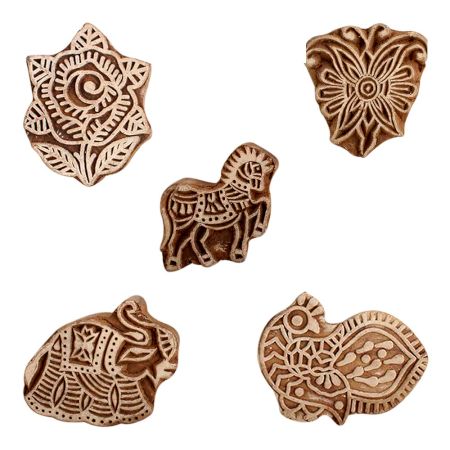 Set of 5 Piece New Mix Wooden Printing Block